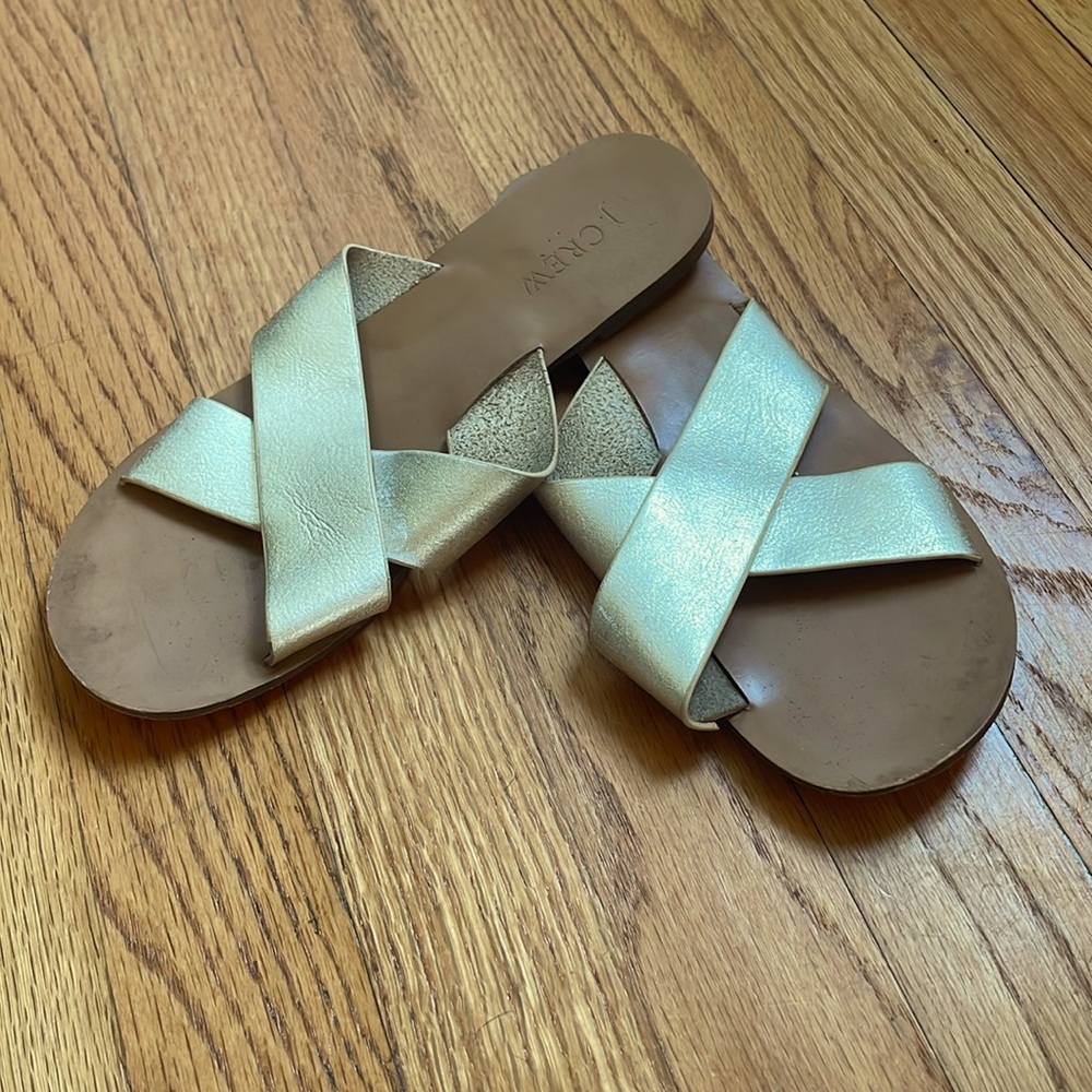 J.Crew Malta Mirror Metallic Gold Sandals Size 7, Preloved